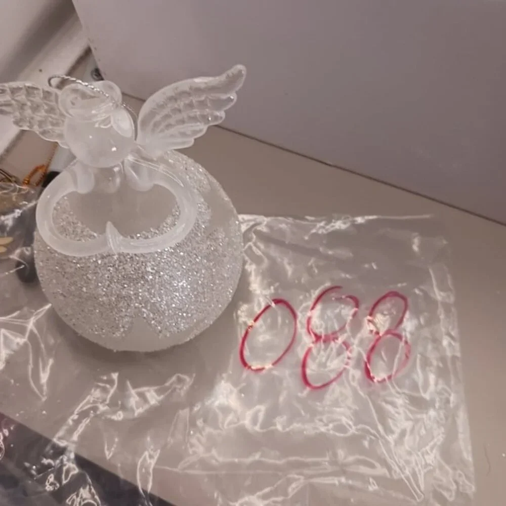 Bogo glass star angel with lovely frosted  glitter holding heart